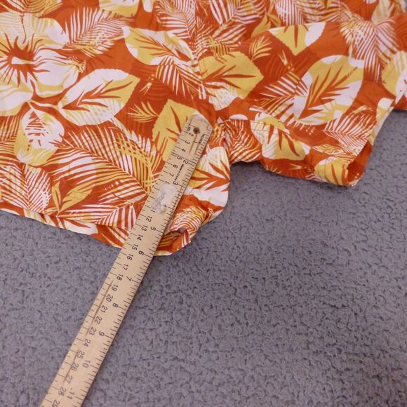 LL Bean Swim Trunks Mens Medium Floral Mesh Lined Tropical Orange Beach - Picture 9 of 10